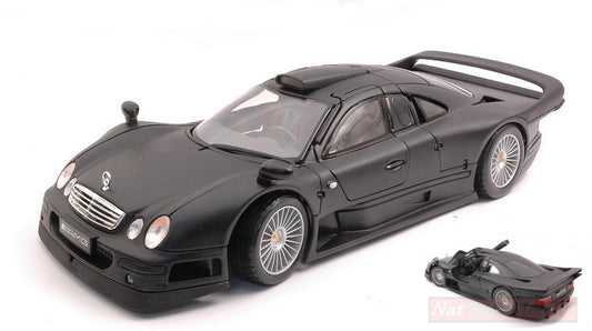 MODELLINO IN SCALA COMPATIBILE CON MERCEDES CLK GTR STREET VERSION MATT BLACK 1:18 MAISTO MI31849