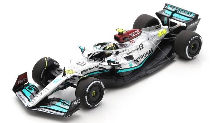 SCALE MODEL COMPATIBLE WITH MERCEDES F1 W13 LEWIS HAMILTON 2022 N.44 2nd FRENCH GP 1:43 SPARK MODEL S8542
