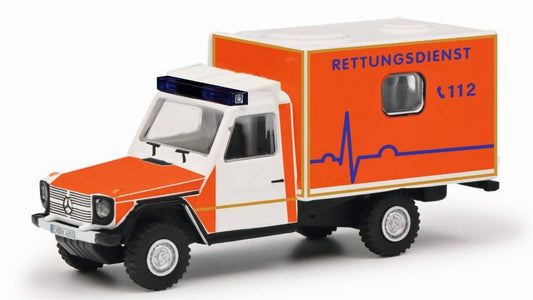 MODELLINO IN SCALA COMPATIBILE CON MERCEDES G-MODEL "RETTUNGSDIENST"AMBULANCE 1:87 SCHUCO SH452674300