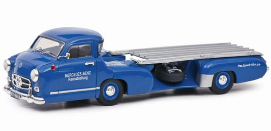 MODELE REDUIT COMPATIBLE AVEC MERCEDES RACE TRANSPORTER BLEU 1:43 SCHUCO SH2538