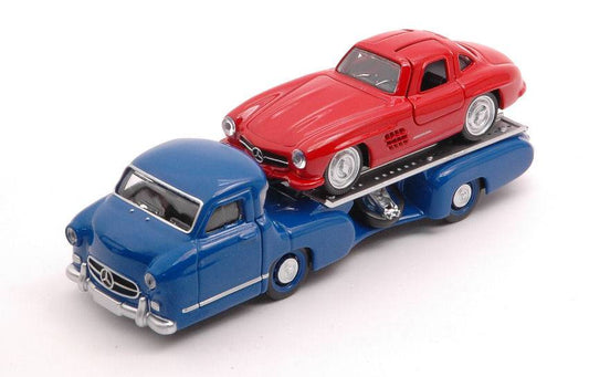 MODELLINO IN SCALA COMPATIBILE CON MERCEDES REENNTRANSPORTER + MERCEDES SL 1955 1:64 NOREV NV311002