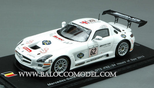 MODELLINO IN SCALA COMPATIBILE CON MERCEDES SLS AMG GT3 N.62 31th SPA 2013 WEBB-WENDLINGER-BRUNDLE 1:43 SPARK MODEL SB048