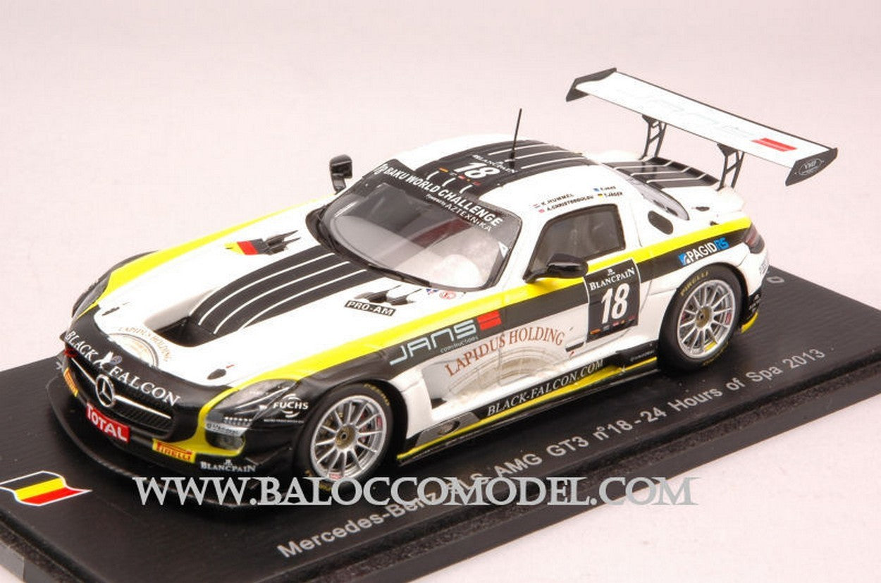MODELLINO IN SCALA COMPATIBILE CON MERCEDES SLS GT3 N.18 24H SPA 2013 HUMMEL-JANS-JAGER-CHRISTODOULOU 1:43 SPARK MODEL SB041