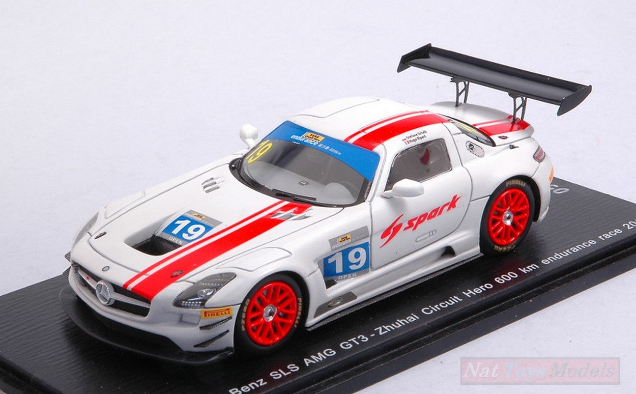 SCALE MODEL COMPATIBLE WITH MERCEDES SLS GT3 N.19 ZHUHAI CIRCUIT HERO 600 KM 2018 S.ORTELLI-H.RIPERT SPARK MODEL SA178