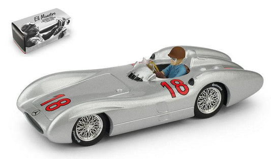 SCALE MODEL COMPATIBLE WITH MERCEDES W 196 M.FANGIO 1954 N.18 FRANCE GP WORLD CHAMPION W/PILOTE 1:43 BRUMM BM0280CH