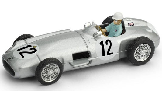 SCALE MODEL COMPATIBLE WITH MERCEDES W196 WINNER GR.BRITAIN GP 1955 STIRLING MOSS W/PILOTE 1:43 BRUMM BM0072CCH