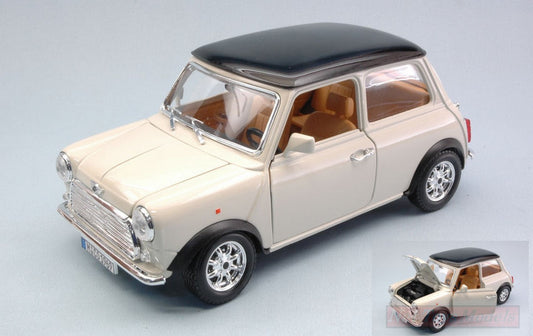MODELLINO IN SCALA COMPATIBILE CON MINI COOPER 1969 CREAM W/BLACK ROOF 1:18 BURAGO BU12036C