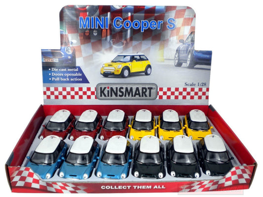 SCALE MODEL COMPATIBLE WITH MINI COOPER S COL.ASS. 12.5 cm 1:28 KINSMART KT5059D
