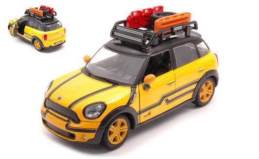 SCALE MODEL COMPATIBLE WITH MINI COOPER S COUNTRYMAN WITH ROOF RACK YELLOW/BLACK 1:24 MOTORMAX MTM79752