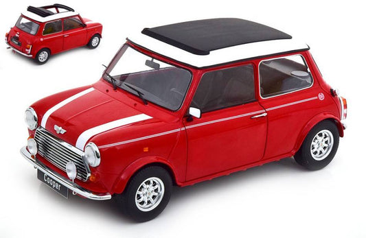 SCALE MODEL COMPATIBLE WITH MINI COOPER SUNROOF RED/WHITE 1:12 KK SCALE KKDC120074L