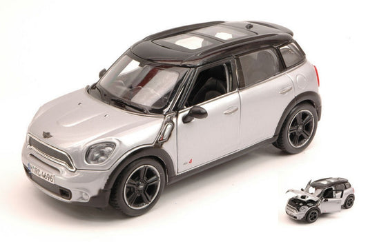 SCALE MODEL COMPATIBLE WITH MINI COUNTRYMAN 2011 SILVER W/BLACK ROOF 1:24 MAISTO MI31273S