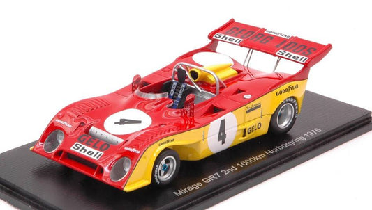 SCALE MODEL COMPATIBLE WITH MIRAGE GR7 N.4 2nd 1000 KM NURBURGRING 1975 H.GANLEY-T.SCHENKEN 1:43 SPARK MODEL S0315