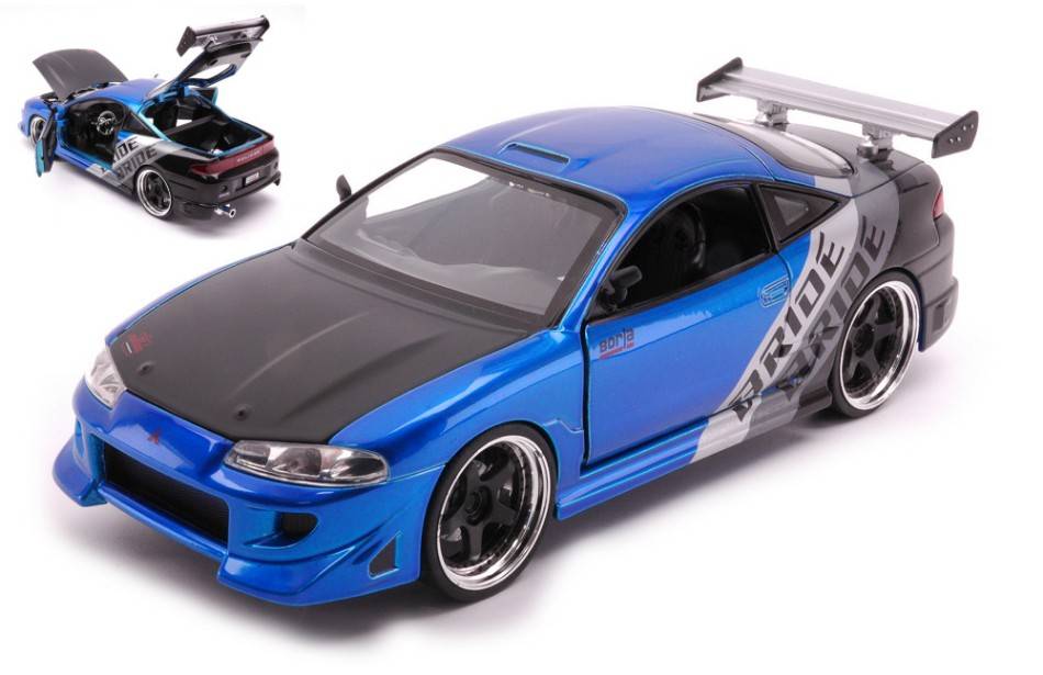 SCALE MODEL COMPATIBLE WITH MITSUBISHI ECLIPSE 1995 BLUE/BLACK/SILVER 1:24 JADA TOYS JADA99103B