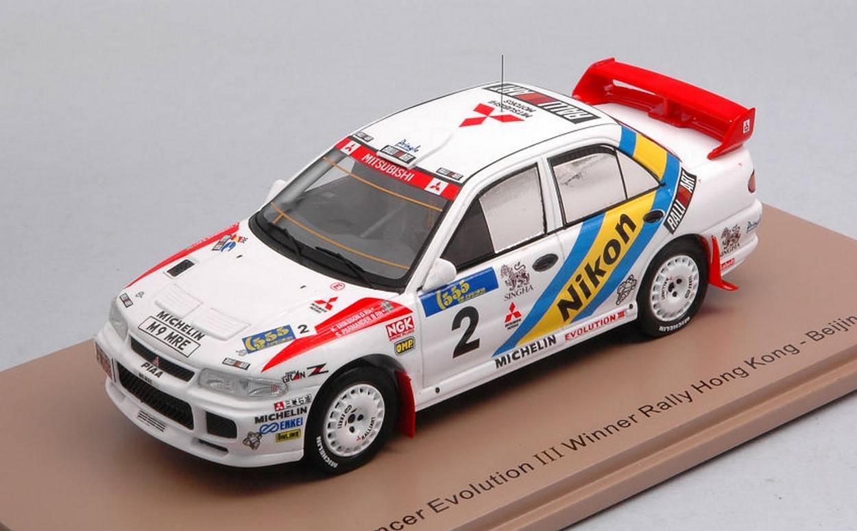 SCALE MODEL COMPATIBLE WITH MITSUBISHI LANCER EVO III N.2 WINNER RALLY HONG KONG 1995 ERIKSSON-PARMA SPARK MODEL S6507