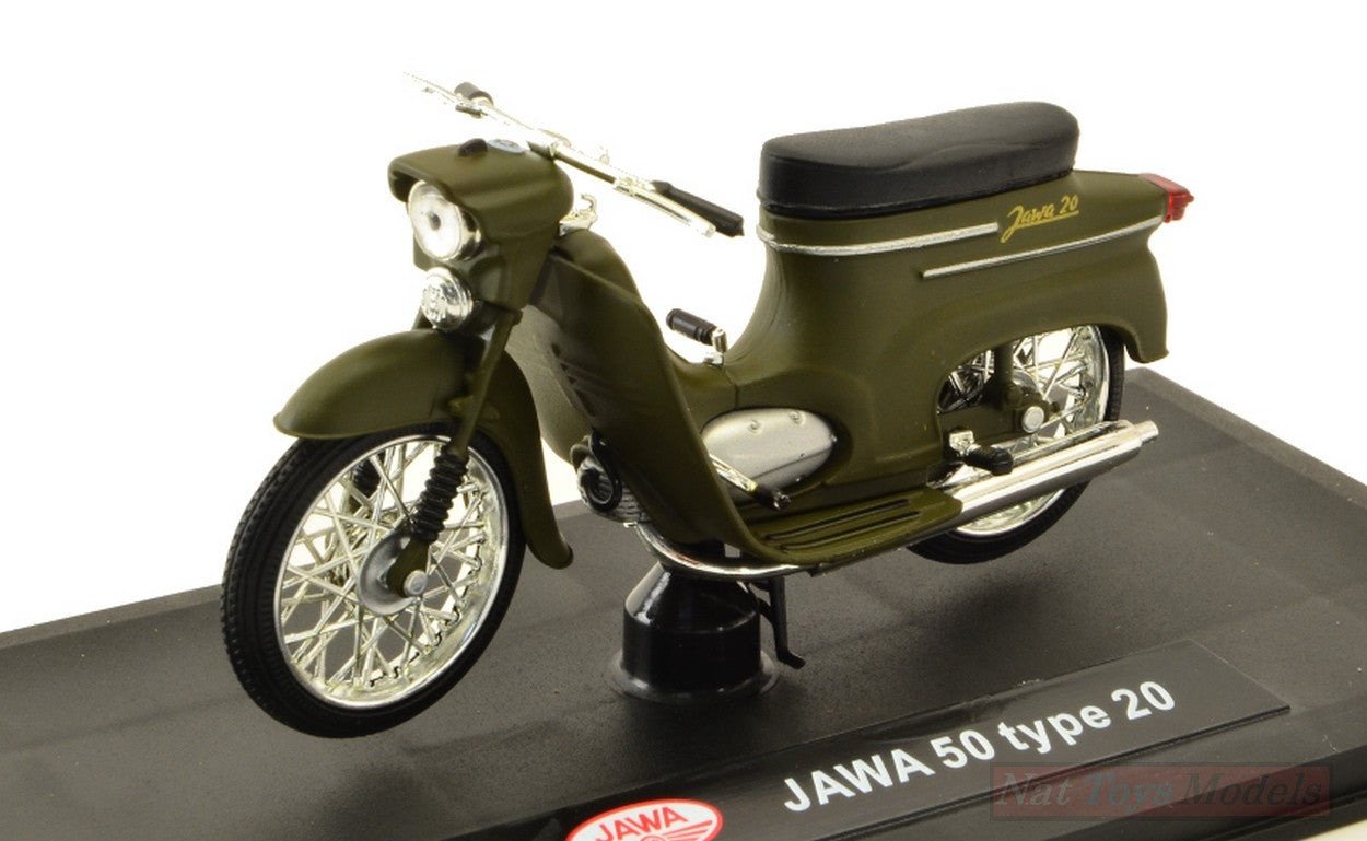 MODELLINO IN SCALA COMPATIBILE CON MOTO JAWA PIONYR TYP 20 1967 ZELENA VOJENSKA 1:18 ABREX ABM010G