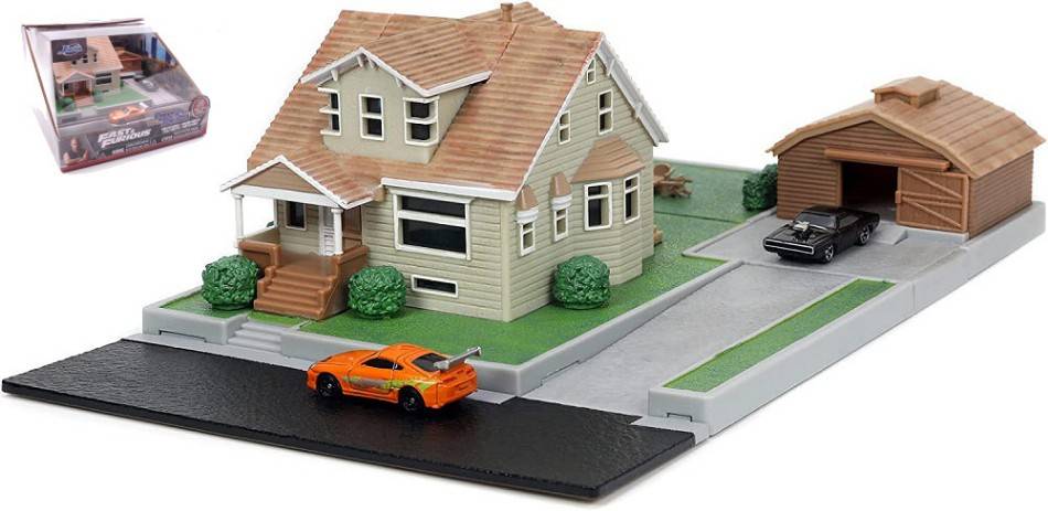 SCALE MODEL COMPATIBLE WITH NANO DOM'S HOUSE DIORAMA FAST &amp; FURIOUS (CAR 4 cm) JADA TOYS JADA253203081