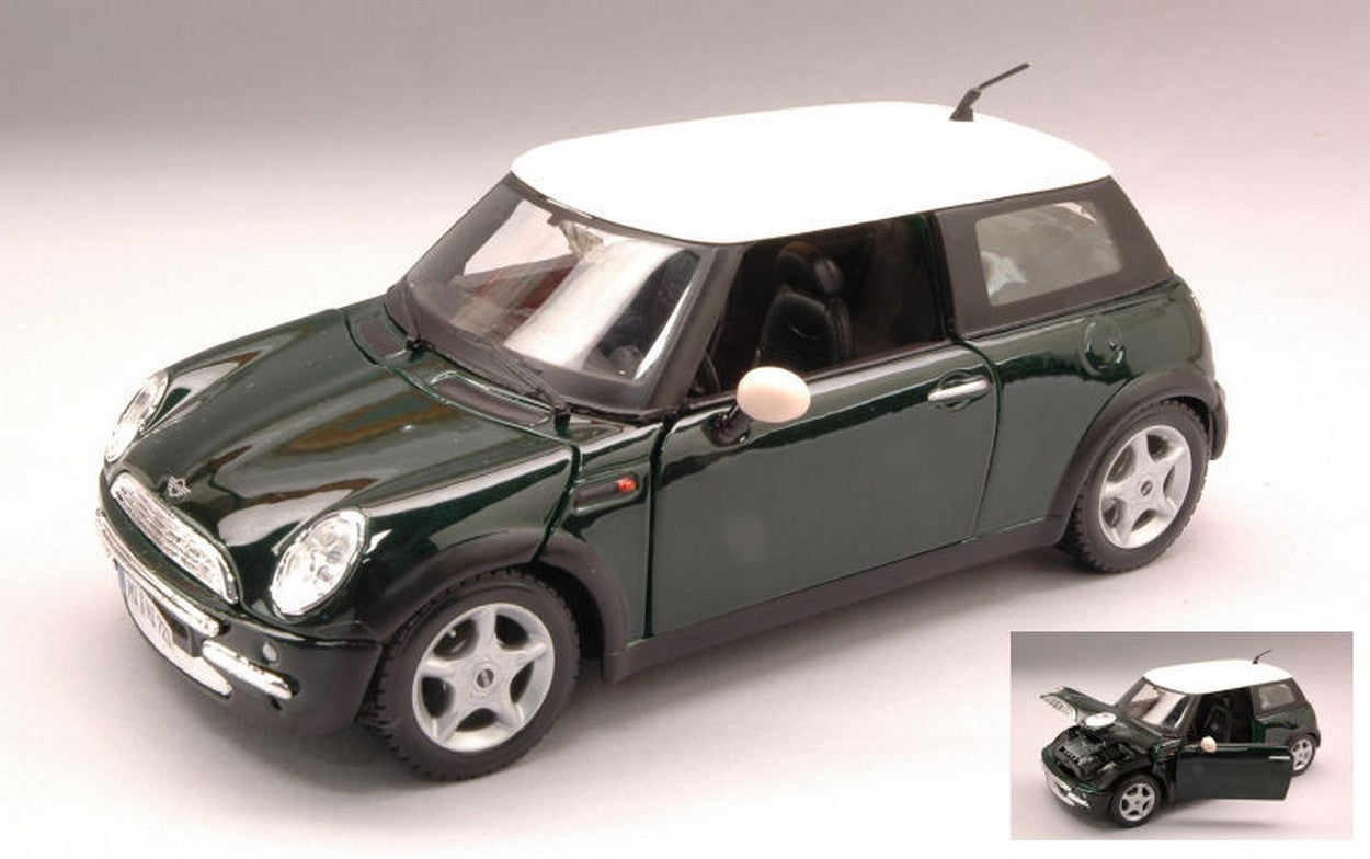 SCALE MODEL COMPATIBLE WITH NEW MINI COOPER 2002 GREEN W/WHITE ROOF 1:24 MAISTO MI31219