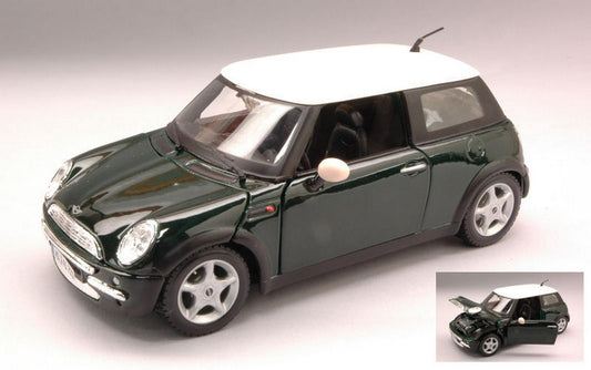 SCALE MODEL COMPATIBLE WITH NEW MINI COOPER 2002 GREEN W/WHITE ROOF 1:24 MAISTO MI31219