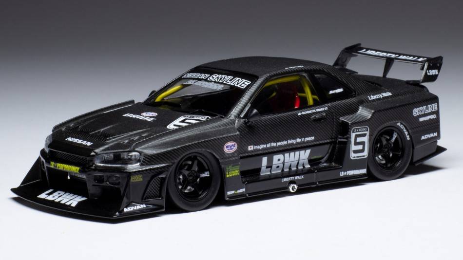 MODELLINO IN SCALA COMPATIBILE CON NISSAN LB-ER34 SUPER SILHOUETTE SKYLINE 2020 BLACK 1:43 IXO MODEL MOC325