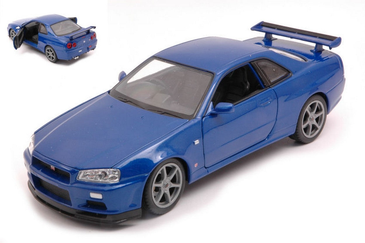 SCALE MODEL COMPATIBLE WITH NISSAN SKYLINE GT-R (R34) BLUE 1:24 WELLY WE24108WMBL