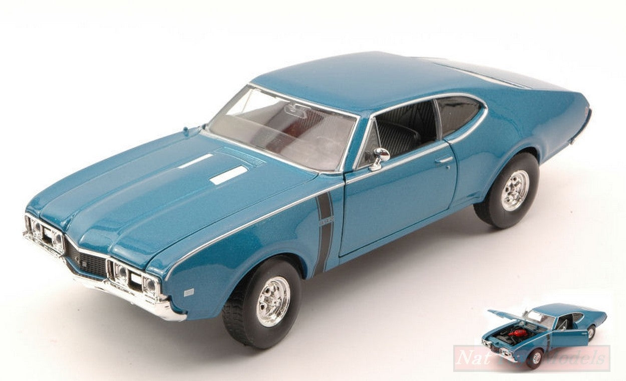 SCALE MODEL COMPATIBLE WITH OLDSMOBILE 442 1968 BLUE METALLIC 1:24 WELLY WE24024BL