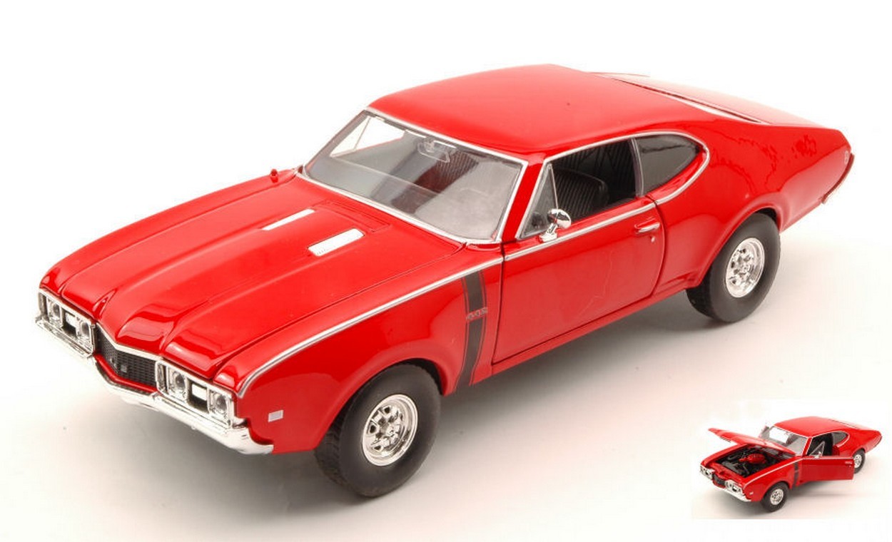 SCALE MODEL COMPATIBLE WITH OLDSMOBILE 442 1968 RED 1:24 WELLY WE24024R