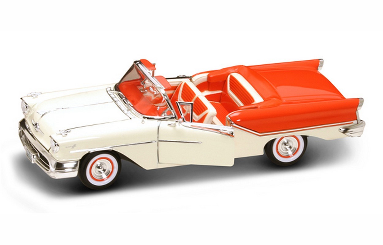 MODELLINO IN SCALA COMPATIBILE CON OLDSMOBILE SUPER 88 1957 RED/WHITE 1:18 YAT MING YM92758RD