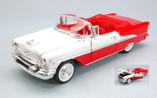 SCALE MODEL COMPATIBLE WITH OLDSMOBILE SUPER 88 CONVERTIBLE 1955 RED/WHITE 1:24 WELLY WE0356