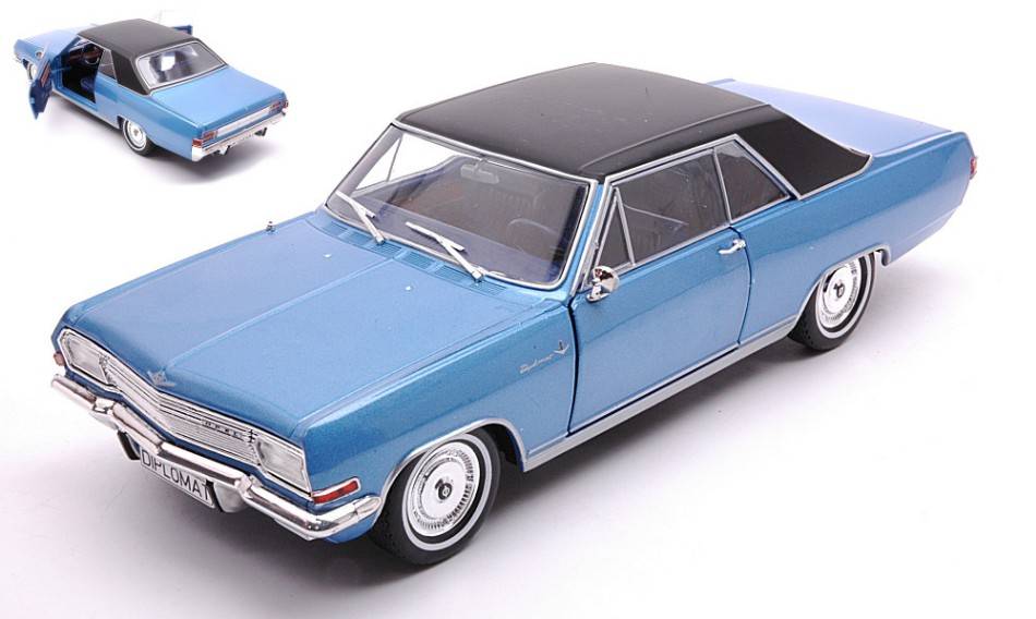 SCALE MODEL COMPATIBLE WITH OPEL DIPLOMAT A V8 COUPE MET.BLUE/BLACK 1:24 WHITEBOX WB124137