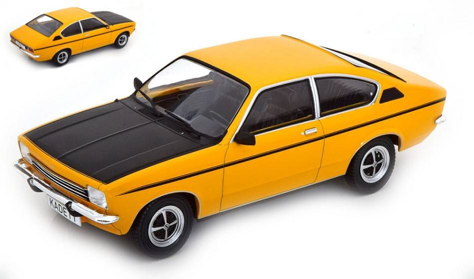 SCALE MODEL COMPATIBLE WITH OPEL KADETT C COUPE GT/E 1975 DARK YELLOW/BLACK 1:18 MODELCARGROUP MCG18191