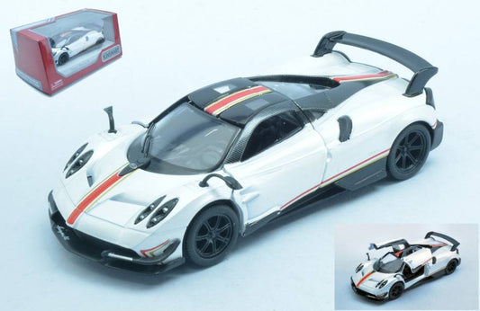 SCALE MODEL COMPATIBLE WITH PAGANI HUAYRA BC WITH PRINTING &amp; WING WHITE 12 cm BOX KINSMART KT5400WFW