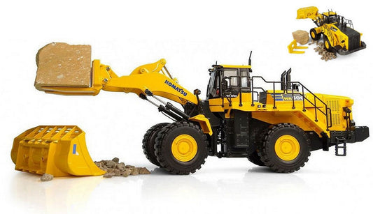 SCALE MODEL COMPATIBLE WITH KOMATSU WA600-8 WHEEL LOADER WITH FORK x BLOCKS 1:50 UNIVERSAL HOBBIES UH8153