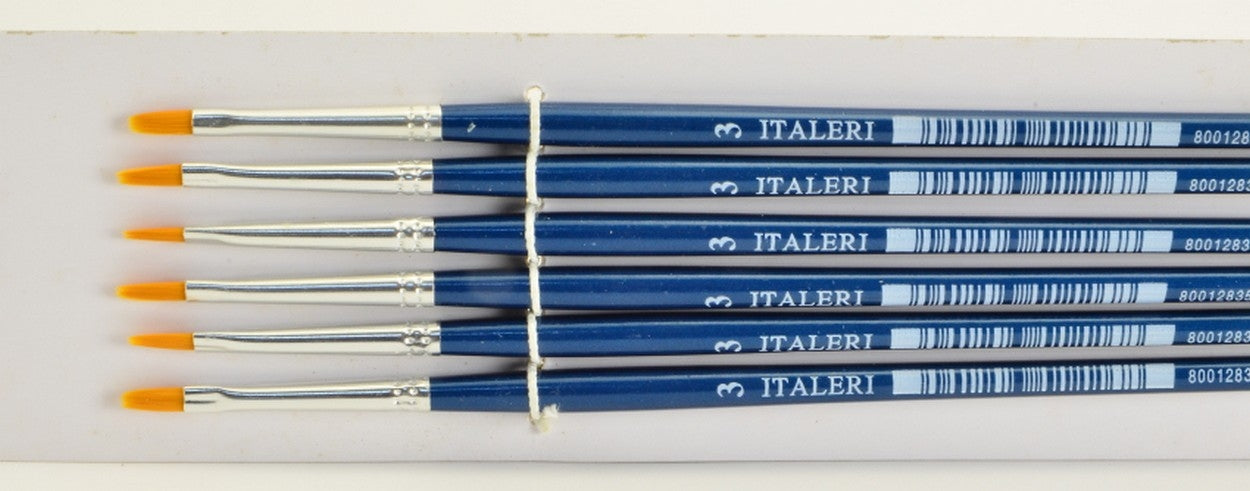 MODELING COLORS FLAT SYNTHETIC BRUSH 3 Pcs.6 ITALERI IT51226