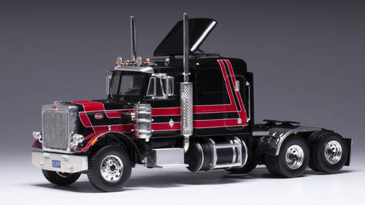 MODELLINO IN SCALA COMPATIBILE CON PETERBILT 359 BLACK/RED 1973 ROUND LIGHTS 1:43 IXO MODEL TR158