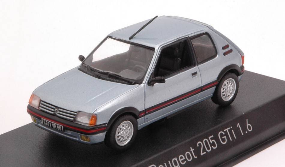 MODELLINO IN SCALA COMPATIBILE CON PEUGEOT 205 GTI 1.6 1988 TOPAZE BLUE 1:43 NOREV NV471723