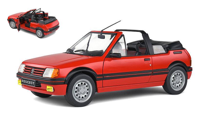 MODELLINO IN SCALA COMPATIBILE CON PEUGEOT 205 GTI MK1 CABRIOLET 1989 ROUGE VALLELUNGA 1:18 SOLIDO SL1806201