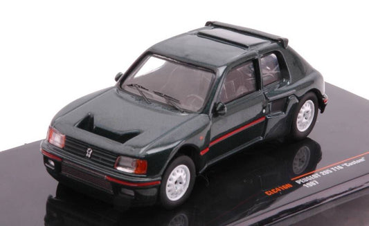 MODELLINO IN SCALA COMPATIBILE CON PEUGEOT 205 T16 CUSTOM 1987 MET.DARK GREEN 1:43 IXO MODEL CLC416N