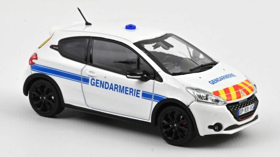 MODELLINO IN SCALA COMPATIBILE CON PEUGEOT 208 GTi 30th 2014 GENDARMERIE 1:43 NOREV NV472829