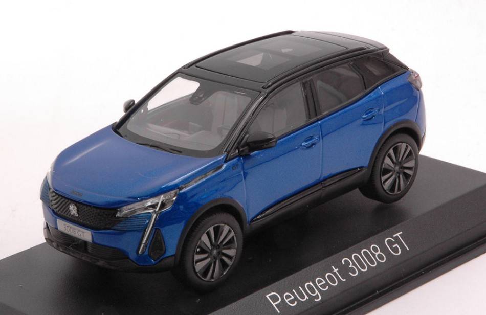 MODELLINO IN SCALA COMPATIBILE CON PEUGEOT 3008 GT BLACK PACK 2021 VERTIGO BLUE 1:43 NOREV NV473919