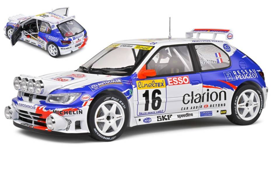 MODÈLE RÉDUIT COMPATIBLE AVEC PEUGEOT 306 MAXI N.16 MONTECARLO NIGHT 1998 G.PANIZZI/H.PANIZZI 1:18 SOLID SL1808303