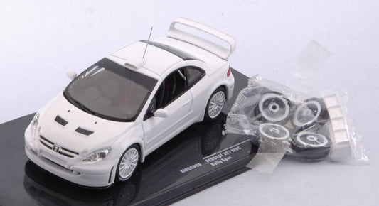 MODELE REDUIT COMPATIBLE AVEC PEUGEOT 307 WRC BLANC 2 JEUX DE ROUES ET PNEUS ET SPOILER SUPPLÉMENTAIRE 1:43 IXO MODEL MDCS030