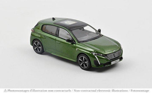 MODELLINO IN SCALA COMPATIBILE CON PEUGEOT 308 GT 2021 GREEN 1:43 NOREV NV473930