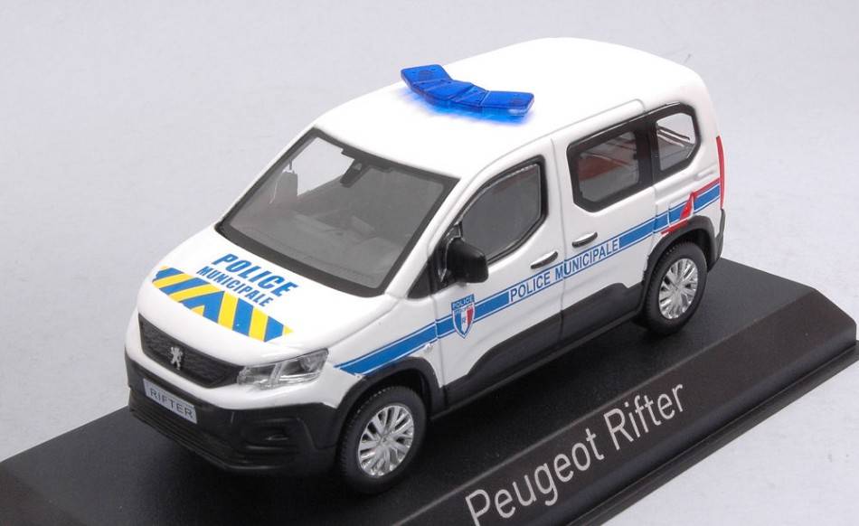 SCALE MODEL COMPATIBLE WITH PEUGEOT RIFTER 2019 "POLICE MUNICIPALE" WITH BLUE &amp; YELLOW STRIPING 1:43 NOREV NV479068