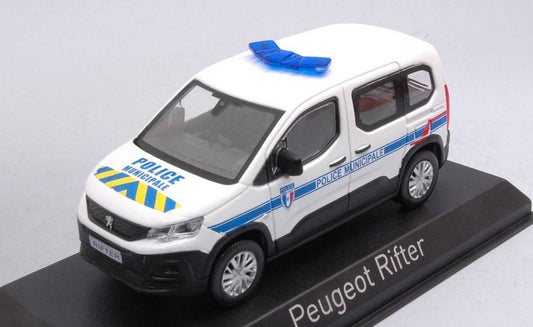 SCALE MODEL COMPATIBLE WITH PEUGEOT RIFTER 2019 "POLICE MUNICIPALE" WITH BLUE &amp; YELLOW STRIPING 1:43 NOREV NV479068