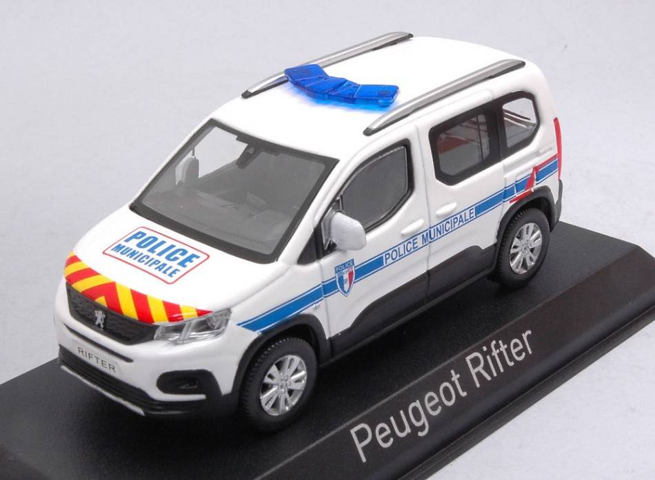 SCALE MODEL COMPATIBLE WITH PEUGEOT RIFTER 2019 "POLICE MUNICIPALE" WITH RED &amp; YELLOW STRIPING 1:43 NOREV NV479067