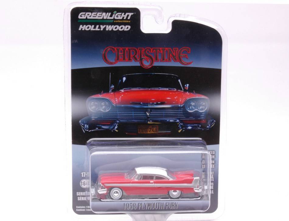 SCALE MODEL COMPATIBLE WITH PLYMOUTH FURY "CHRISTINE THE HELL MACHINE" 1958 RED 1:64 GREENLIGHT GREEN44830C