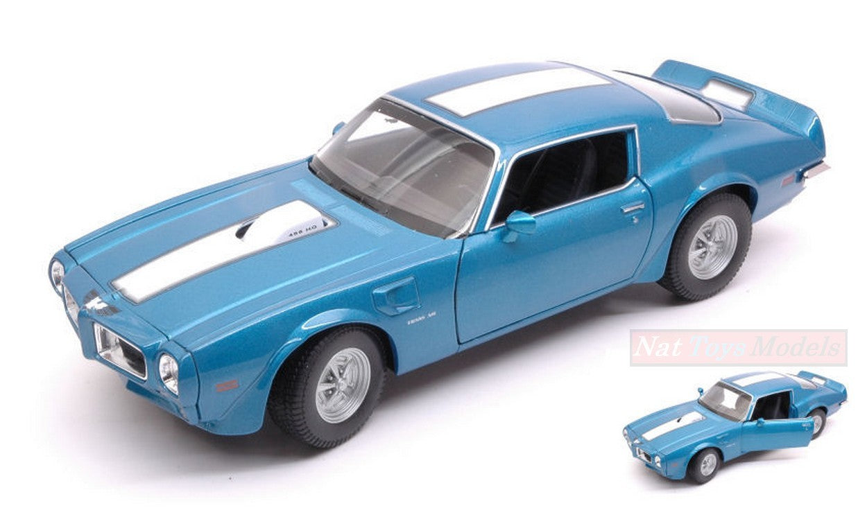 SCALE MODEL COMPATIBLE WITH PONTIAC FIREBIRD TRANS AM 1972 BLUE W/WHITE STRIPE 1:24-27 WELLY WE24075B