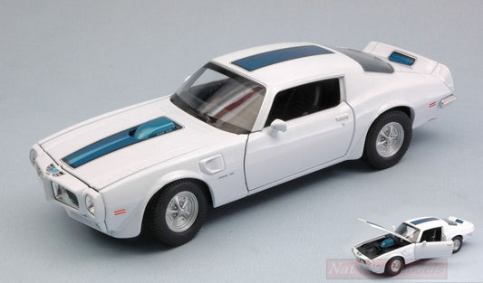 SCALE MODEL COMPATIBLE WITH PONTIAC FIREBIRD TRANS AM 1972 WHITE W/BLUE STRIPE 1:24-27 WELLY WE24075W