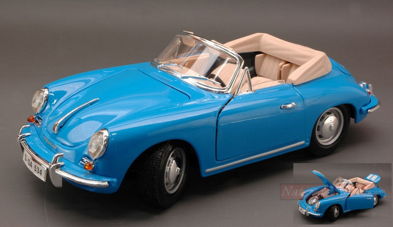 MODELE REDUIT COMPATIBLE AVEC PORSCHE 356 B CABRIO 1961 BLEU 1:18 BURAGO BU12025BL