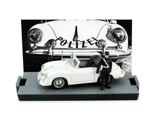 SCALE MODEL COMPATIBLE WITH PORSCHE 356 CABRIOLET SWISS POLICE 1952 + FIGURE 1:43 BRUMM BM0198DF